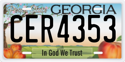 GA license plate CER4353