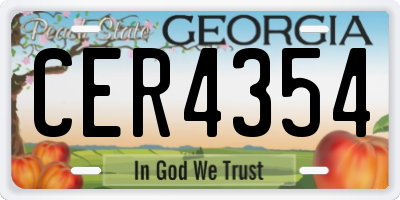 GA license plate CER4354