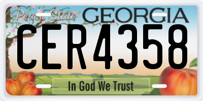 GA license plate CER4358