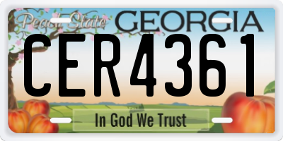 GA license plate CER4361