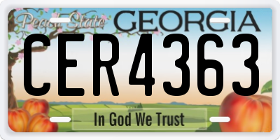 GA license plate CER4363