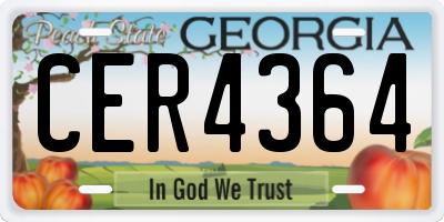 GA license plate CER4364