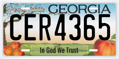 GA license plate CER4365