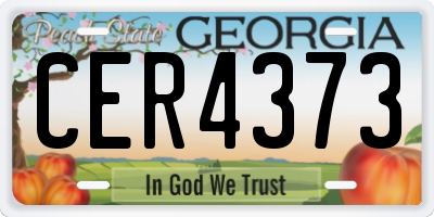 GA license plate CER4373