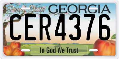 GA license plate CER4376