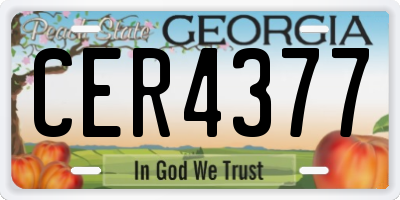 GA license plate CER4377