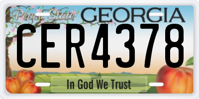 GA license plate CER4378