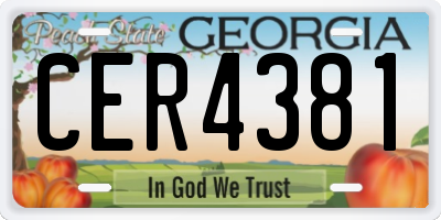 GA license plate CER4381
