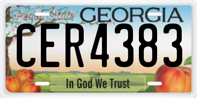 GA license plate CER4383