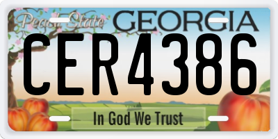 GA license plate CER4386