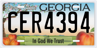 GA license plate CER4394