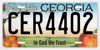 GA license plate CER4402