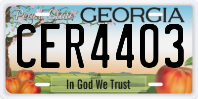 GA license plate CER4403