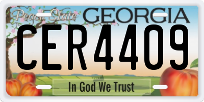 GA license plate CER4409
