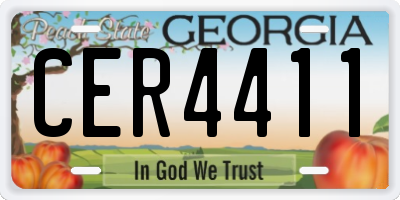 GA license plate CER4411