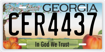 GA license plate CER4437