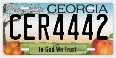 GA license plate CER4442