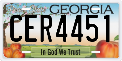 GA license plate CER4451