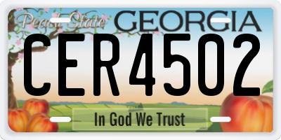 GA license plate CER4502