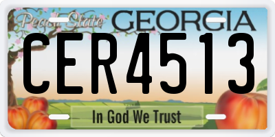 GA license plate CER4513