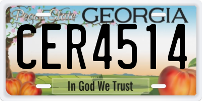 GA license plate CER4514