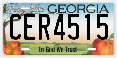 GA license plate CER4515