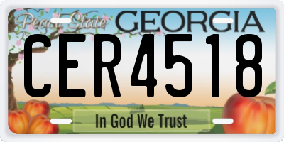 GA license plate CER4518
