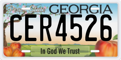 GA license plate CER4526