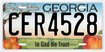 GA license plate CER4528
