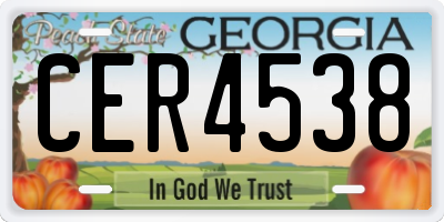 GA license plate CER4538