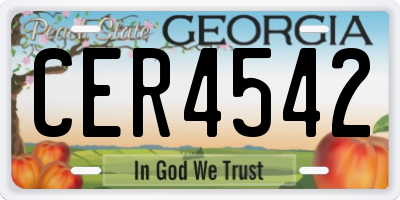 GA license plate CER4542