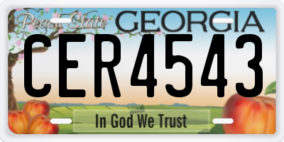 GA license plate CER4543