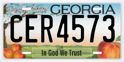 GA license plate CER4573