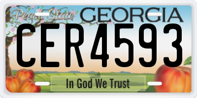 GA license plate CER4593