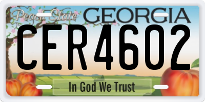 GA license plate CER4602
