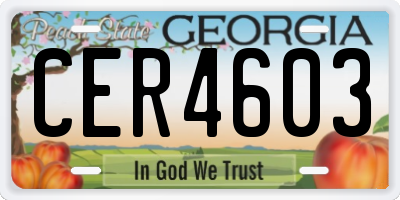 GA license plate CER4603