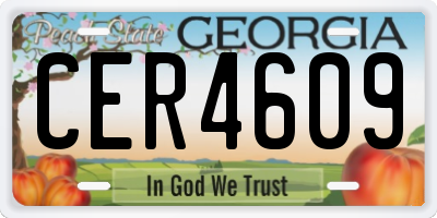 GA license plate CER4609