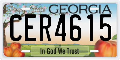 GA license plate CER4615