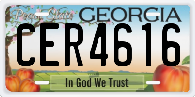 GA license plate CER4616