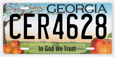 GA license plate CER4628