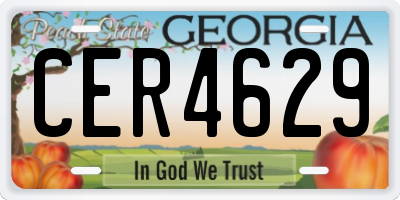 GA license plate CER4629