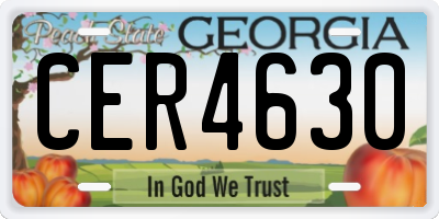 GA license plate CER4630