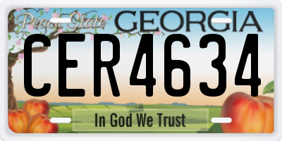 GA license plate CER4634