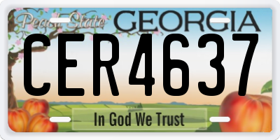 GA license plate CER4637