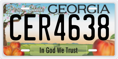 GA license plate CER4638