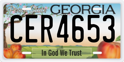 GA license plate CER4653