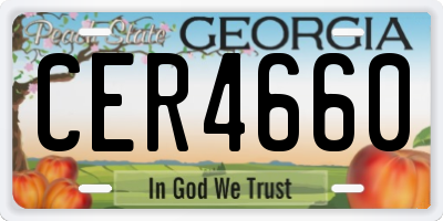 GA license plate CER4660