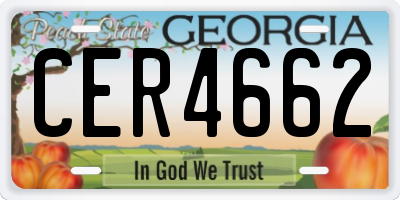 GA license plate CER4662