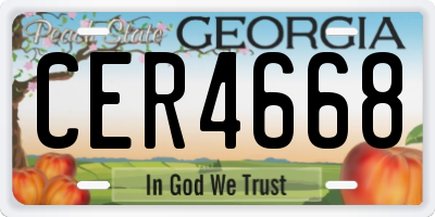 GA license plate CER4668