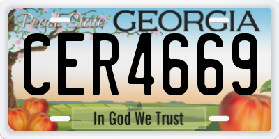 GA license plate CER4669